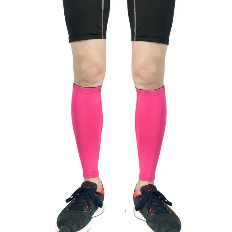 1 Pair Sports Breathable Compression Calf Sleeves Riding Running Protective Gear, Spec: L (Rose Red)