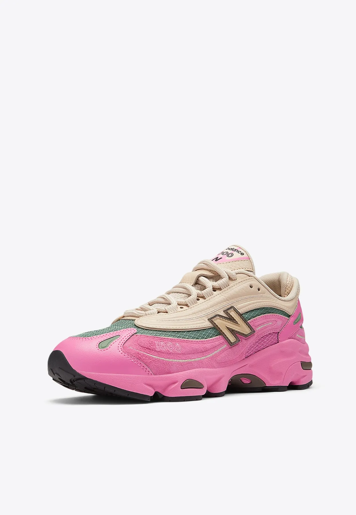 1000 Low-Top Sneakers in Real Pink with Sandstone