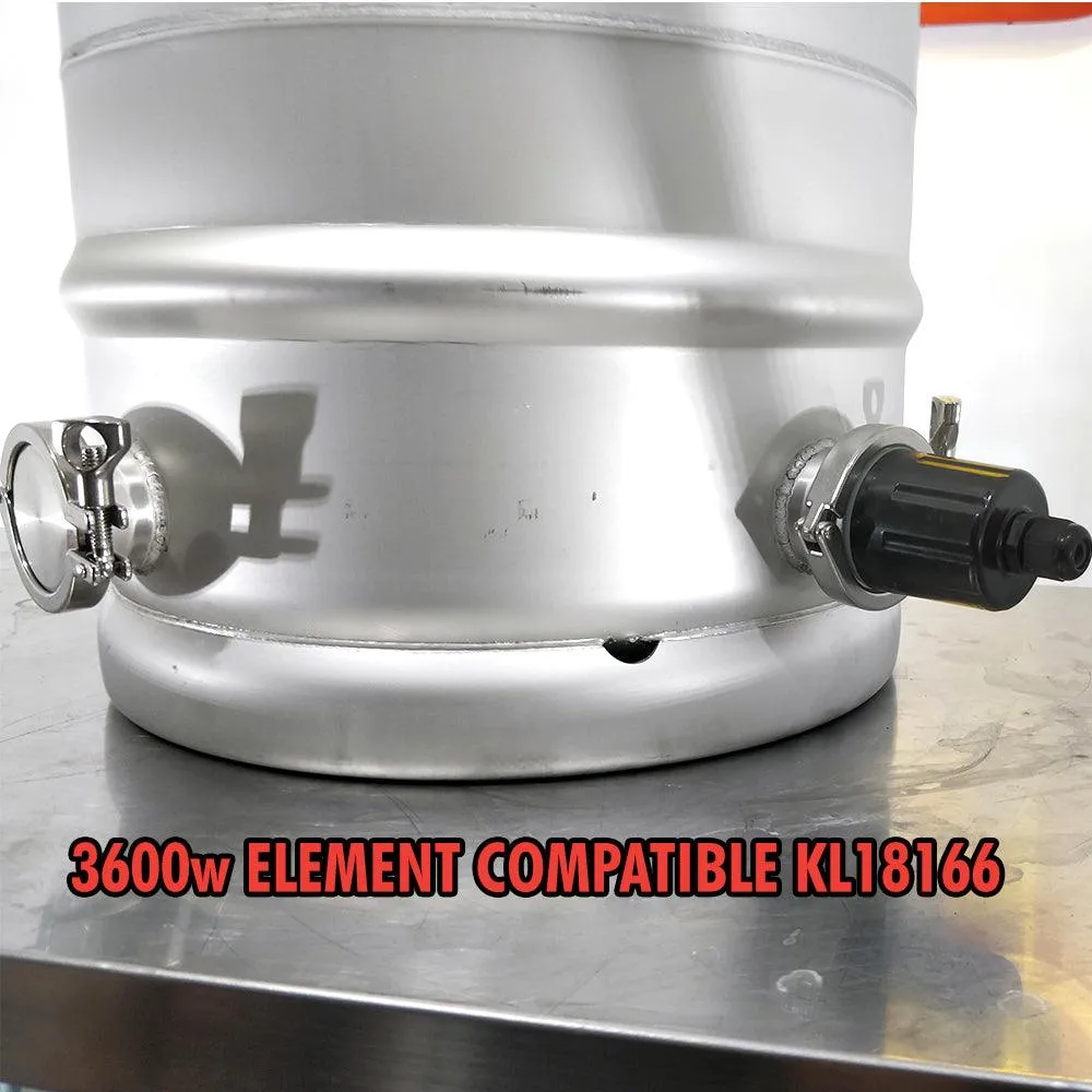 118L Kegmenter with 4inch Flat Lid , Airlock and 2inch end cap