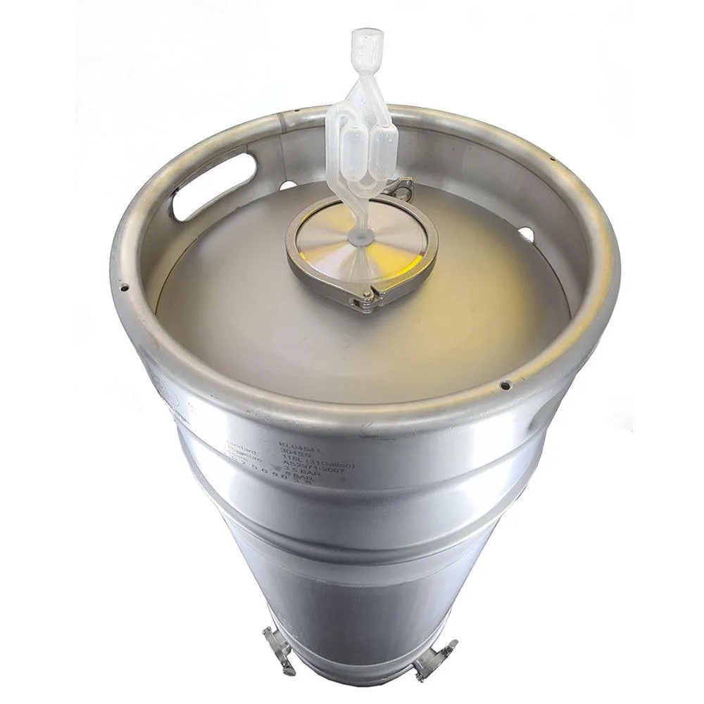 118L Kegmenter with 4inch Flat Lid , Airlock and 2inch end cap