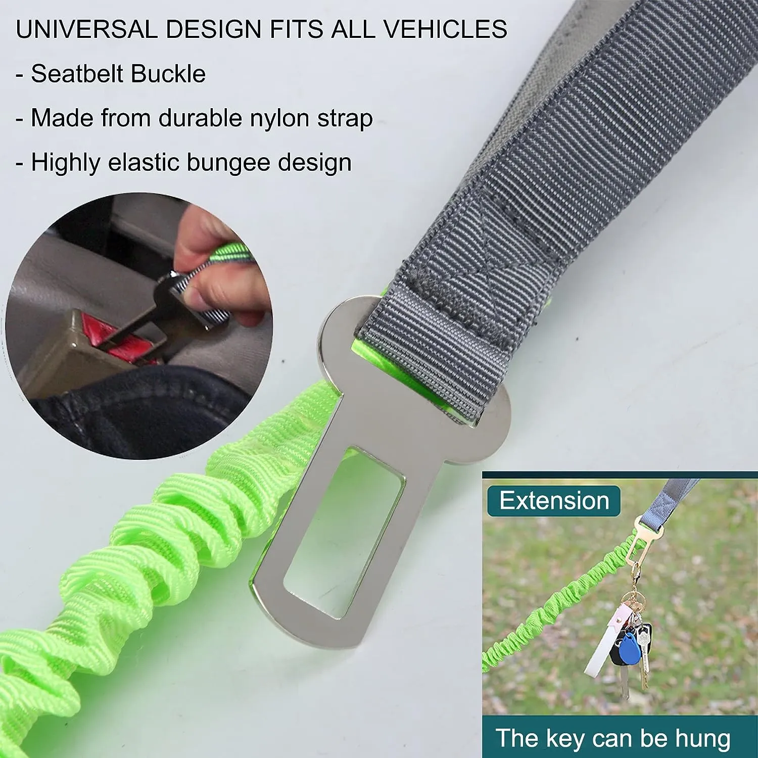 2 in 1 Dog Bungee Leash & Car Seatbelt-Green