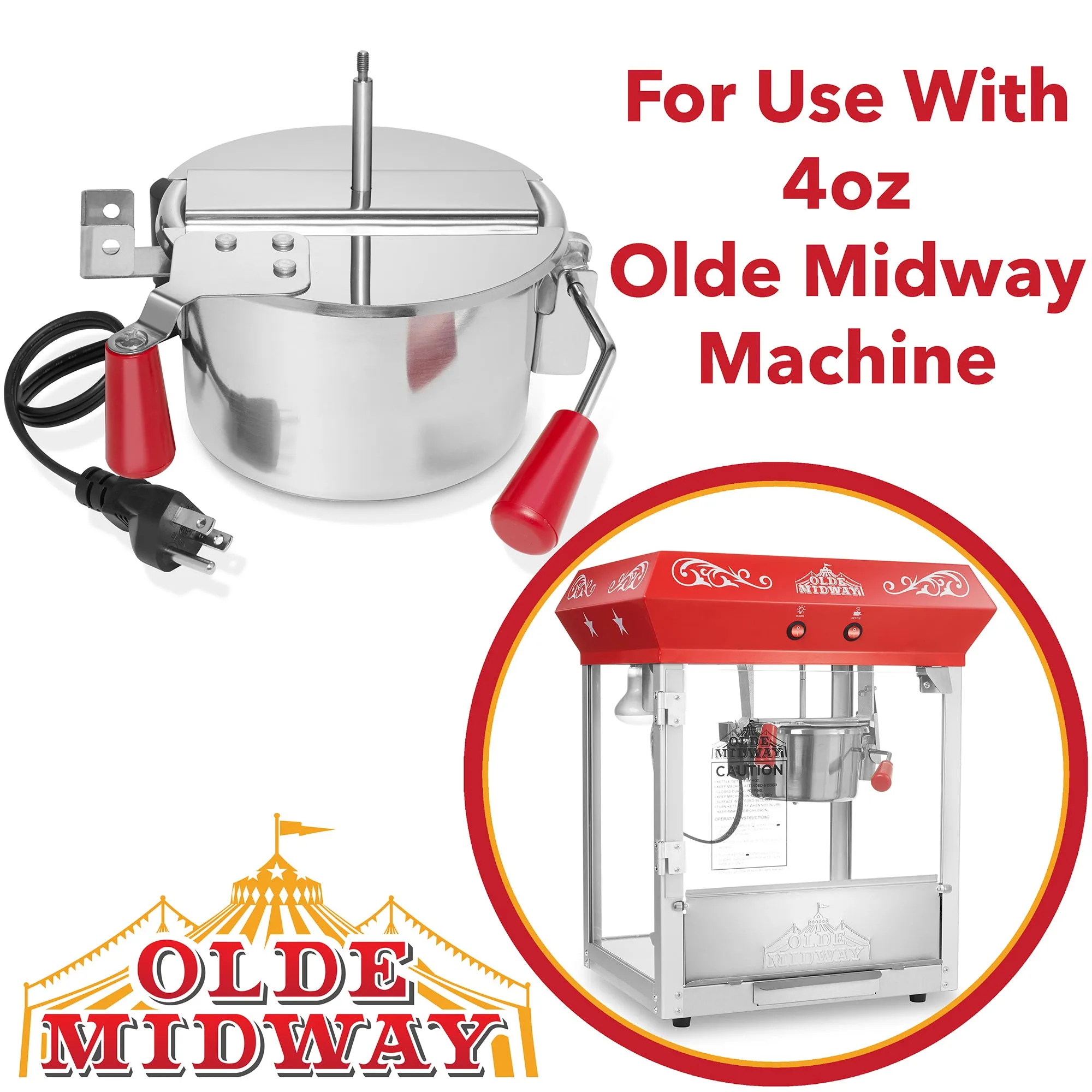 4-Ounce Popcorn Replacement Kettle for Olde Midway Popcorn Machines