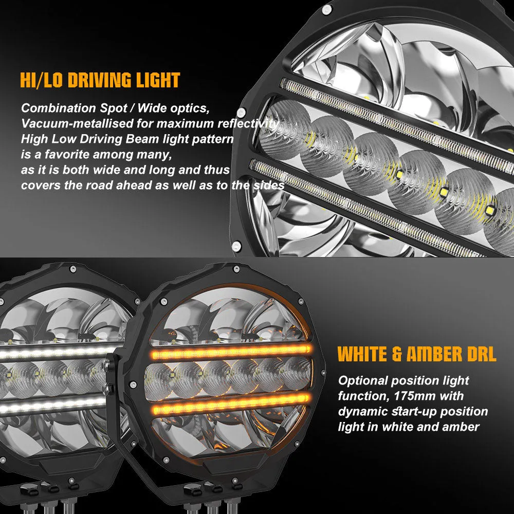 9inch Round L5 Series Offroad LED Driving Light With White&Yellow DRL