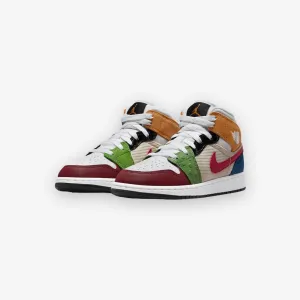 Air Jordan 1 Mid SE (GS) White Gym Red Black DR6957-100