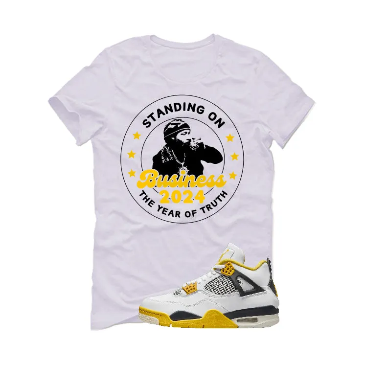 Air Jordan 4 WNNS “Vivid Sulfur” | illcurrency White T-Shirt (STANDING ON BUSINESS)