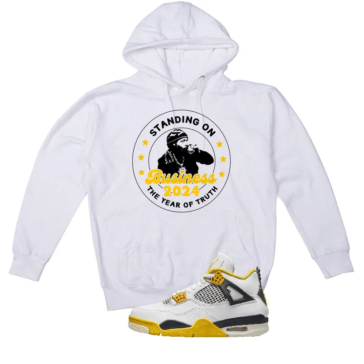 Air Jordan 4 WNNS “Vivid Sulfur” | illcurrency White T-Shirt (STANDING ON BUSINESS)