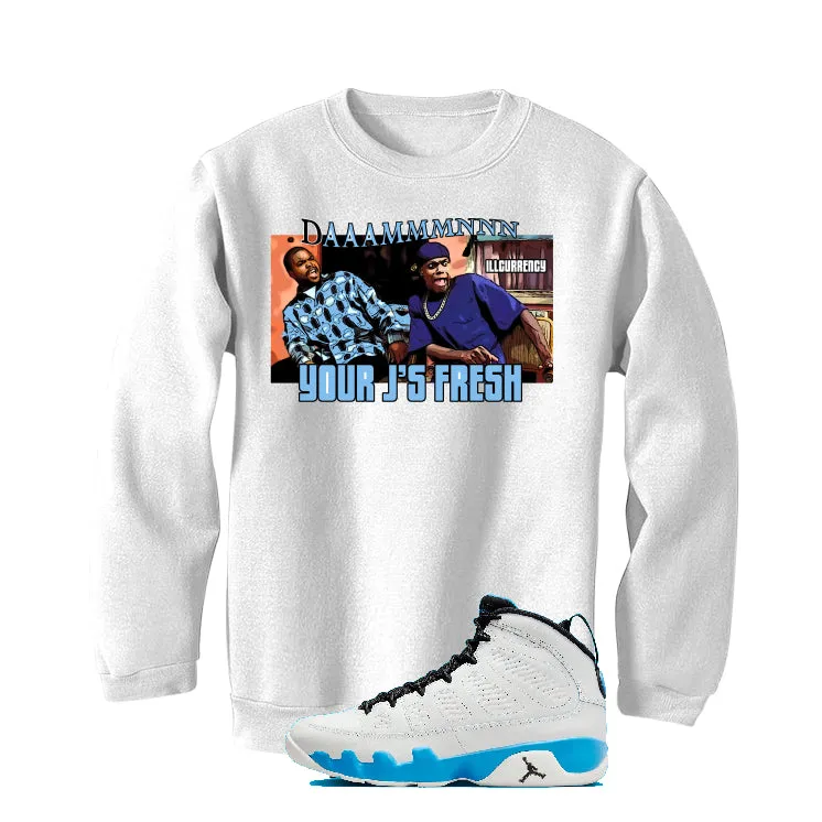 Air Jordan 9 “Powder Blue” | illcurrency White T-Shirt (Damn)