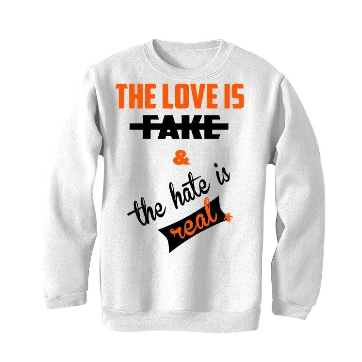 Air Jordan RETRO 1 (Orange black) 2019 White T-Shirt (Love is fake)