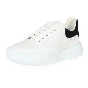 Alexander McQueen Wmns Oversized Court Trainer White Black Suede