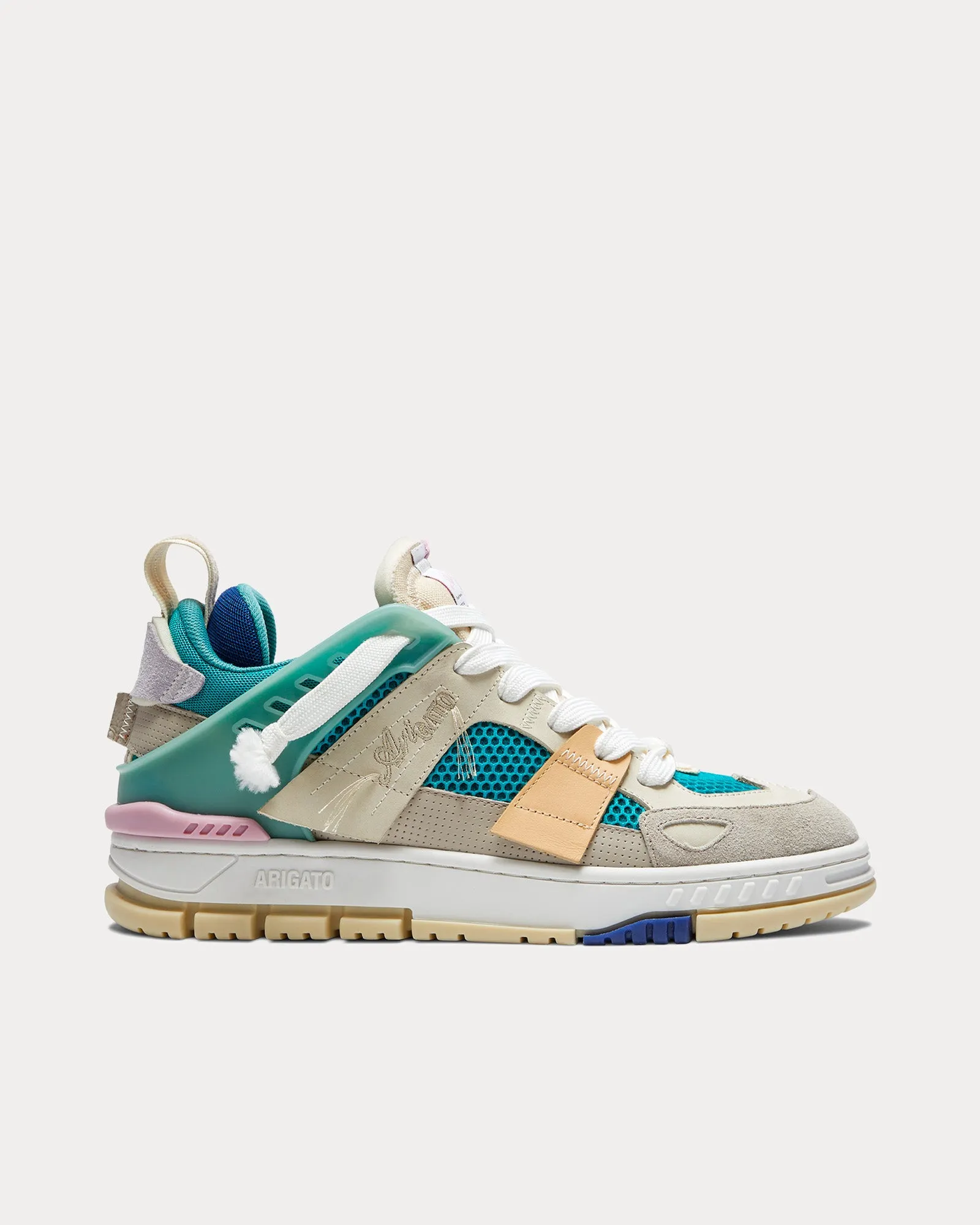 Area Patchwork Beige / Blue Low Top Sneakers