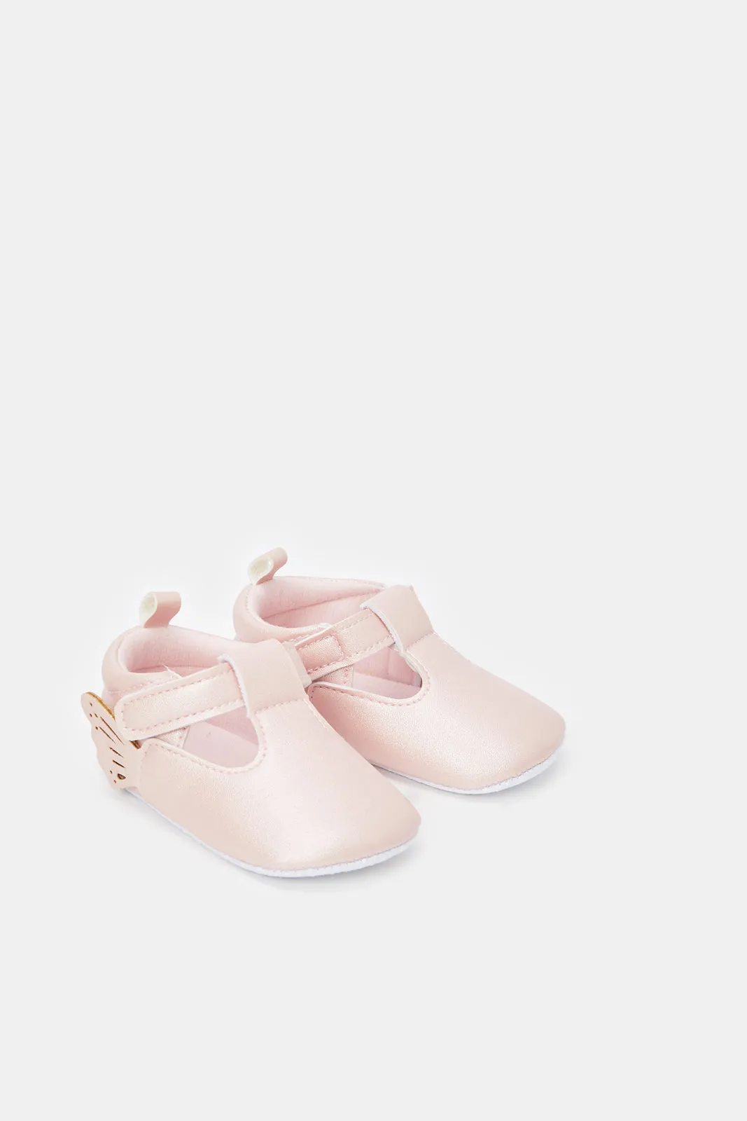 Babies Pink Butterfly Pram Shoes