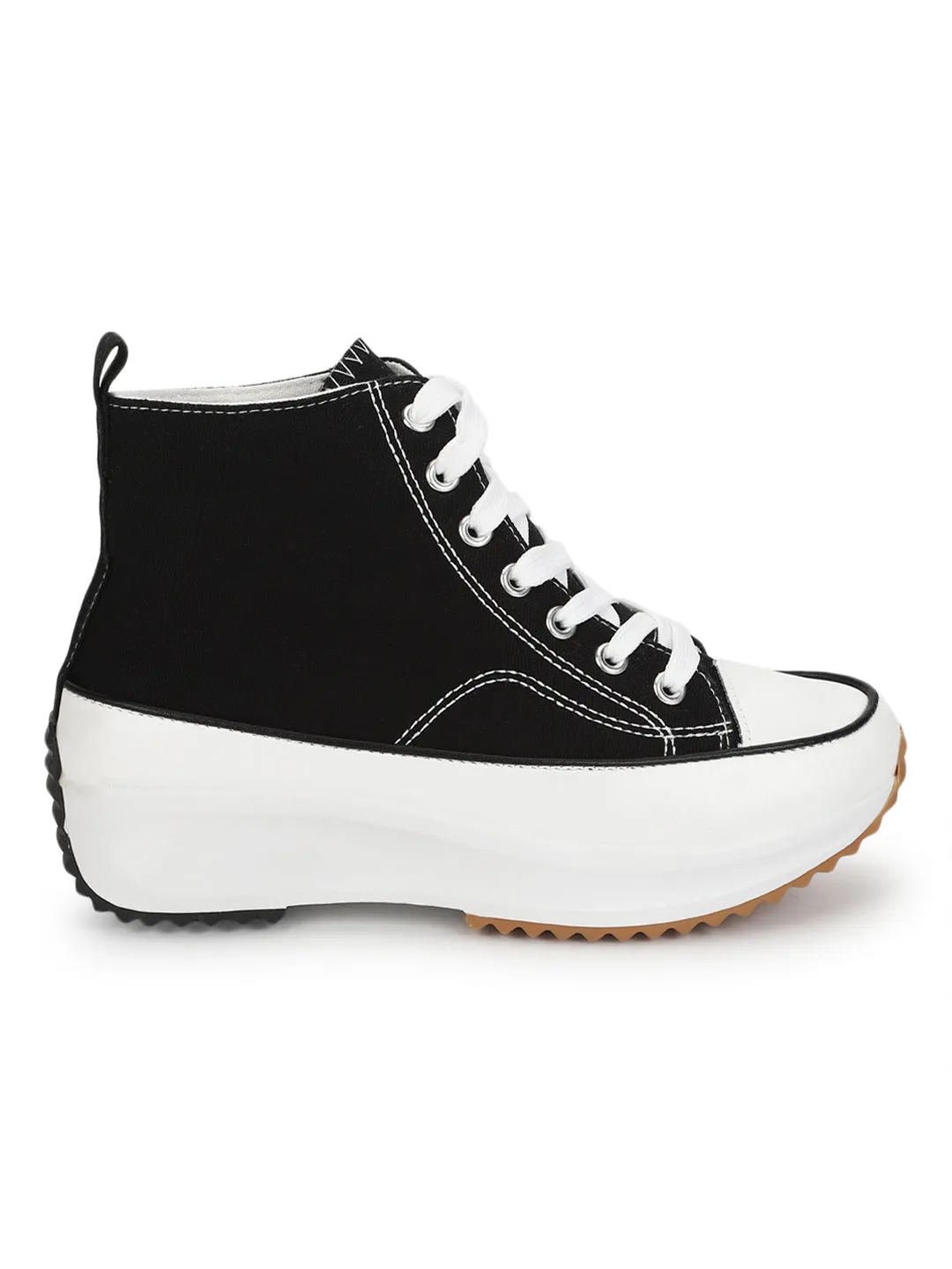 Black Canvas Lace Up Sneakers (TC-RS3476-BLK)