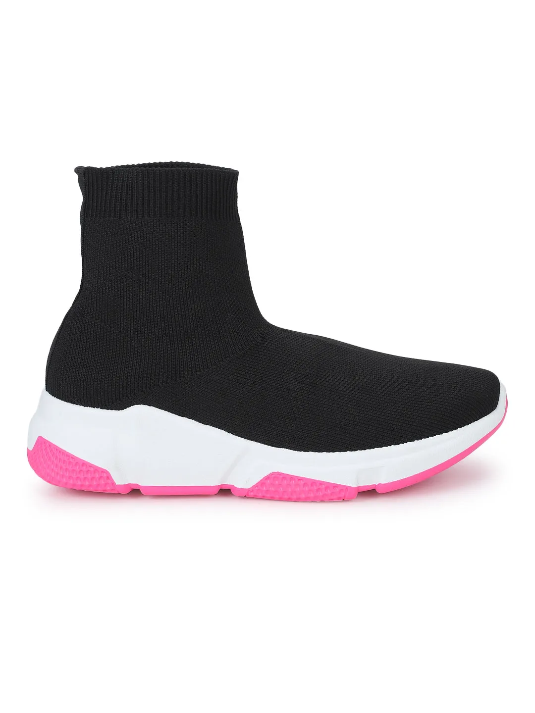 Black Fuschia Slip-On Sneakers (TC-RS3440-BLKFUC)