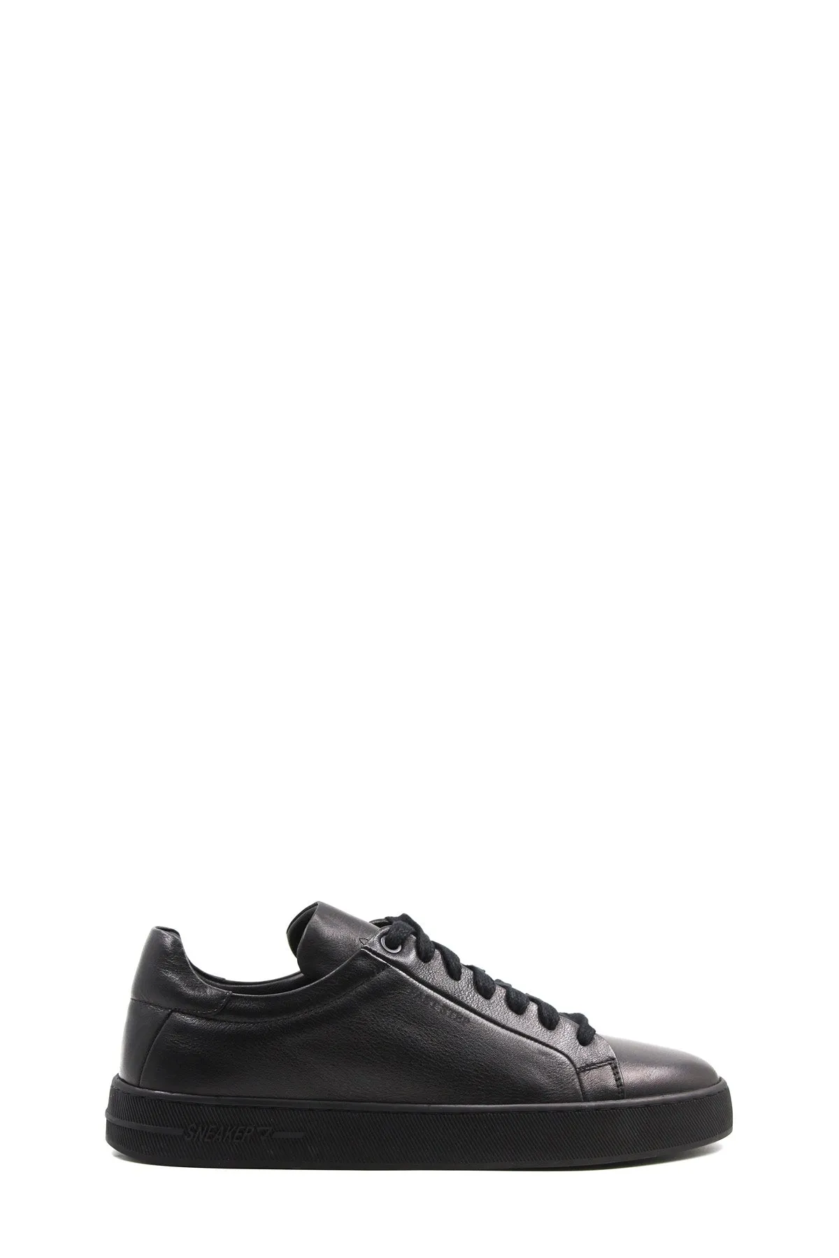 Black Low-Top Leather Sneakers-Wessi