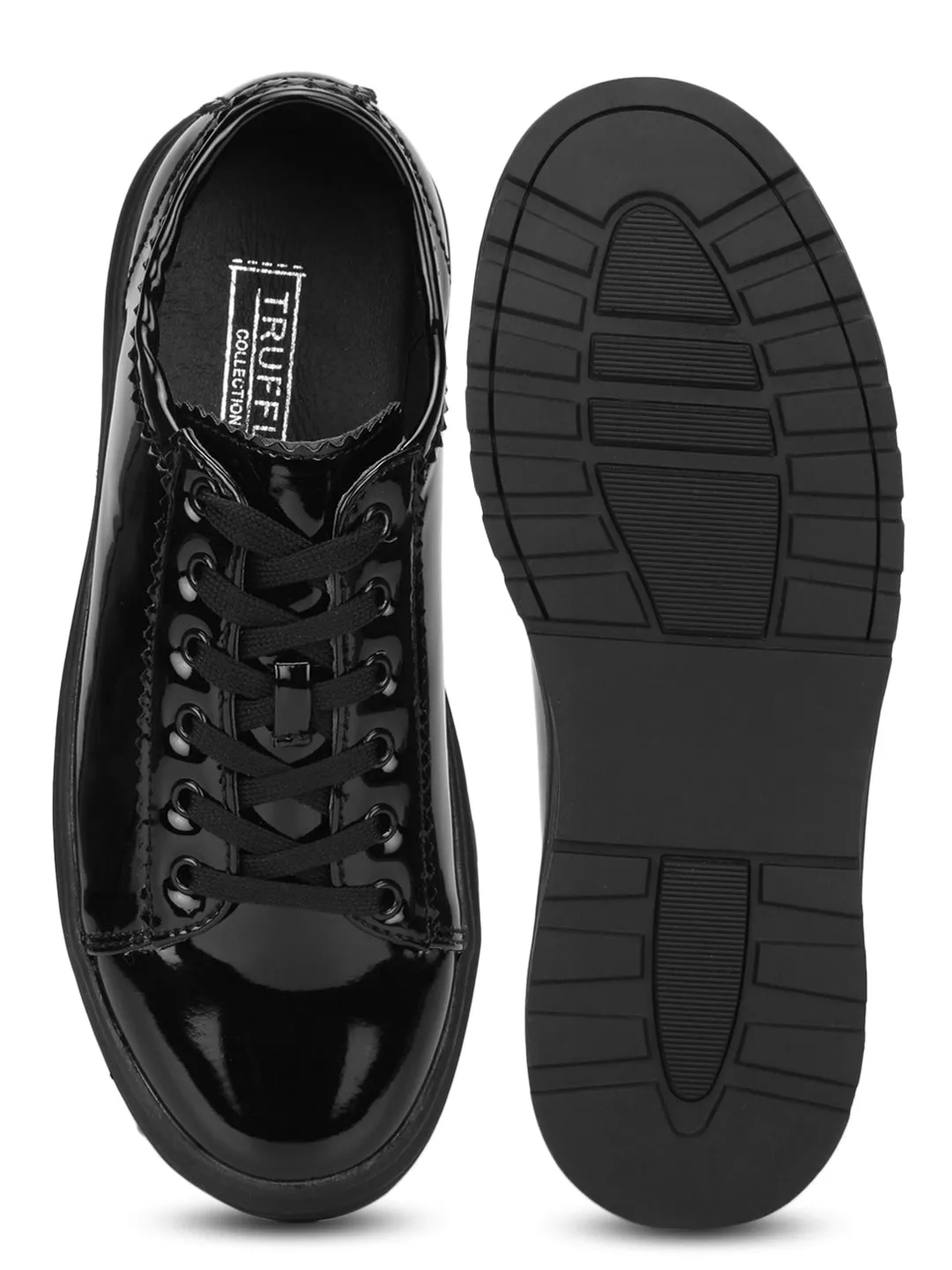 Black Patent Lace-Up Creeper Shoes