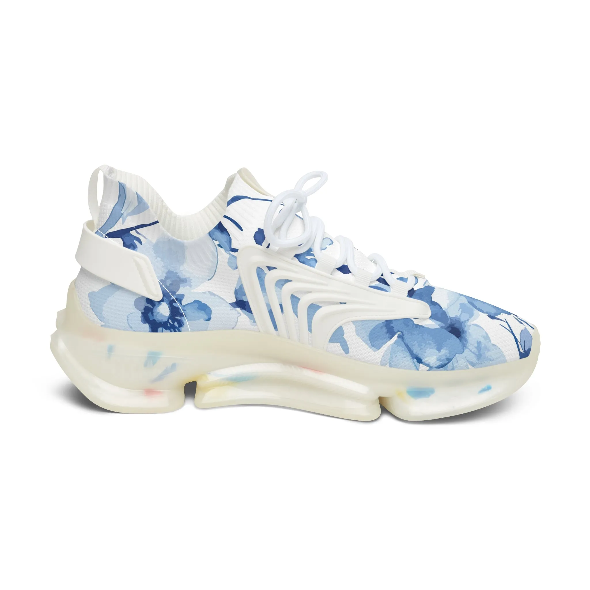 Blue Flowers Women's Mesh Sneakers