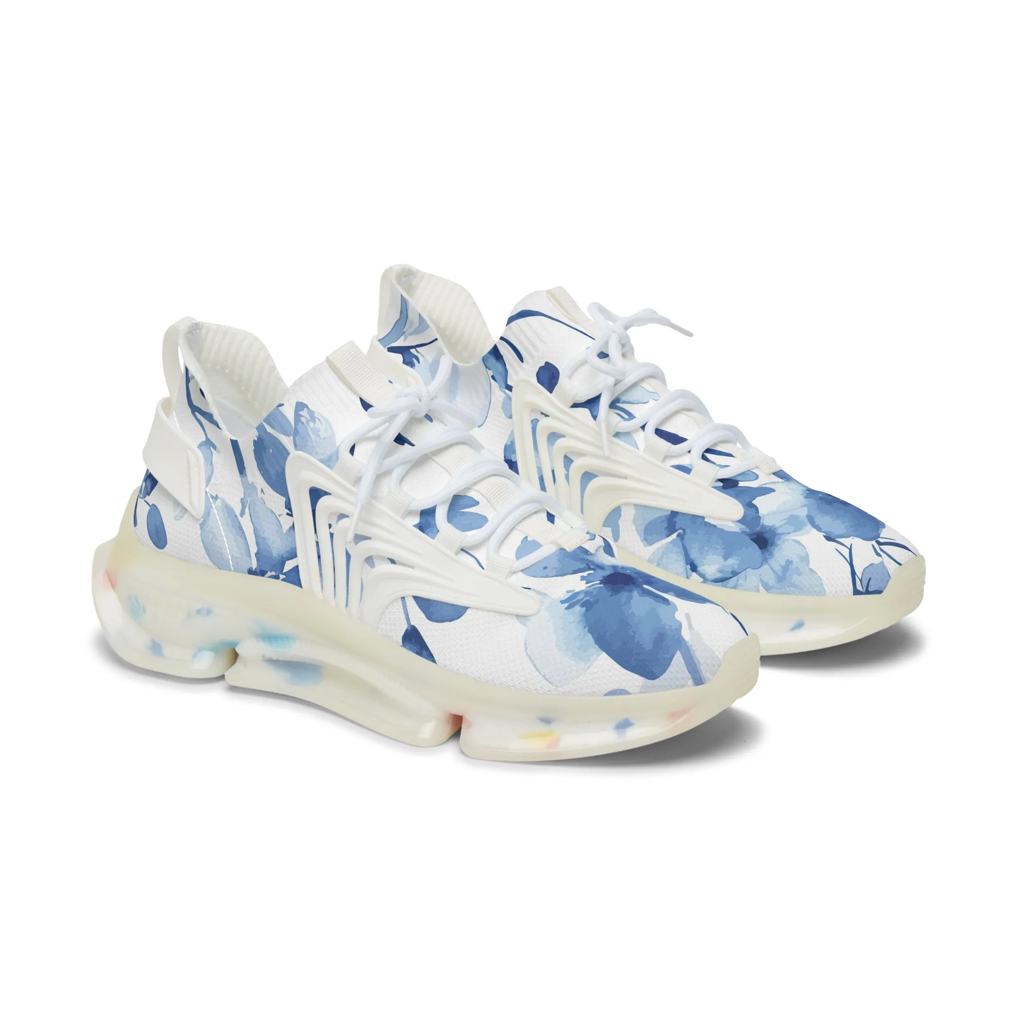 Blue Flowers Women's Mesh Sneakers