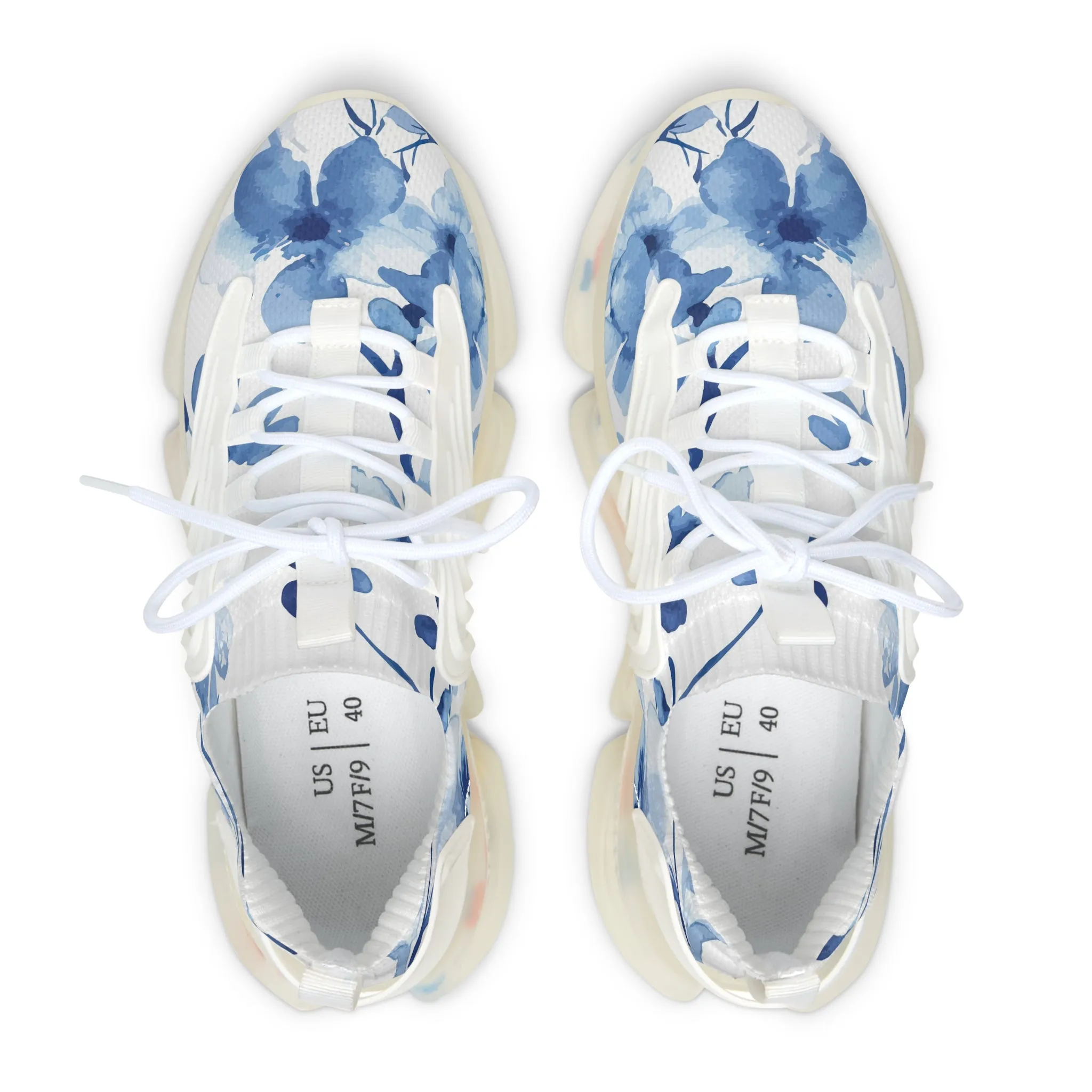 Blue Flowers Women's Mesh Sneakers