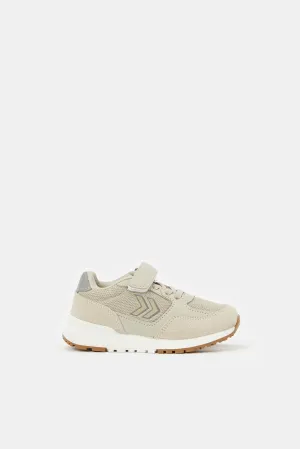 Boys Beige Material Block Sneaker