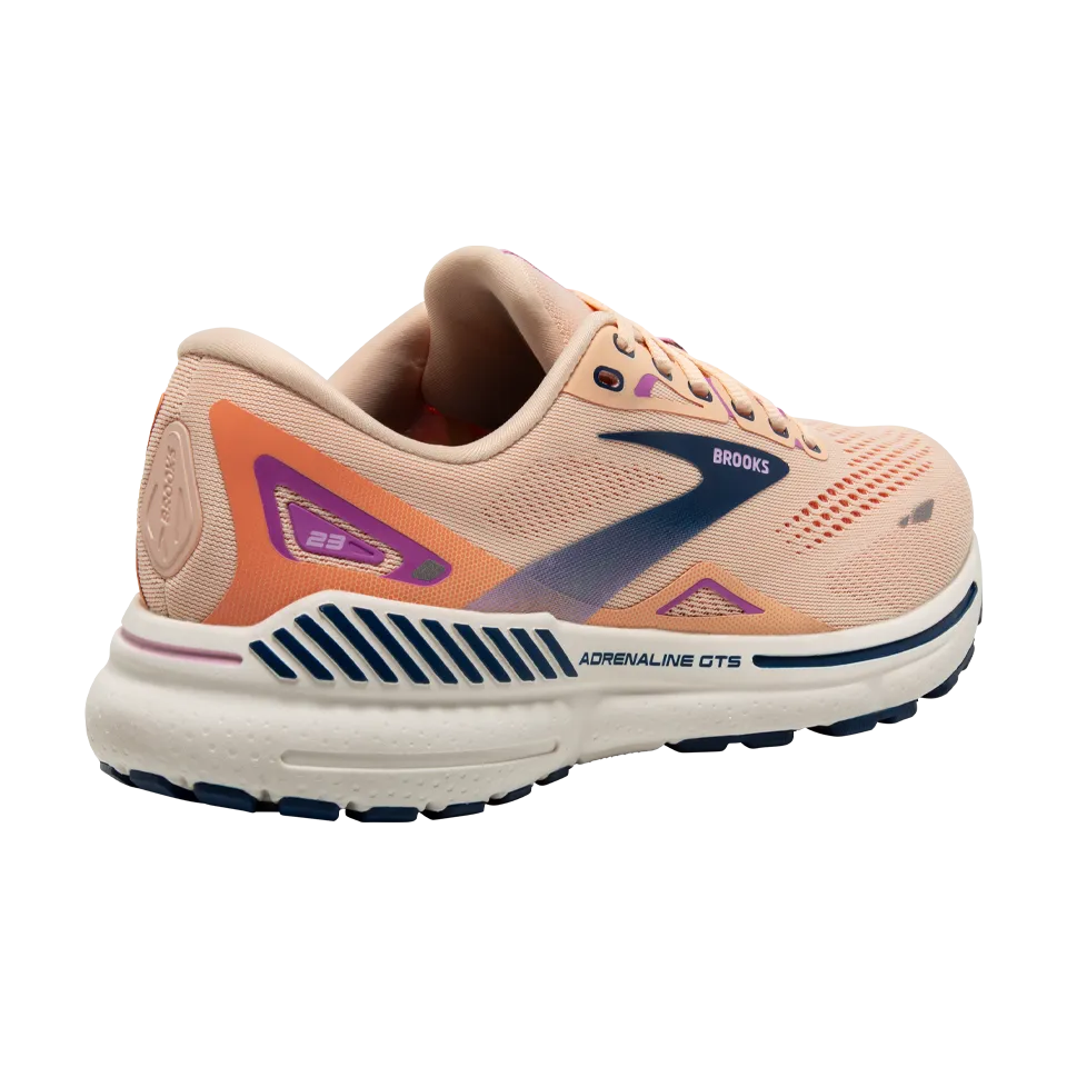 Brooks Women's Adrenaline GTS 23 B Width Apricot/Estate Blue/Orchid