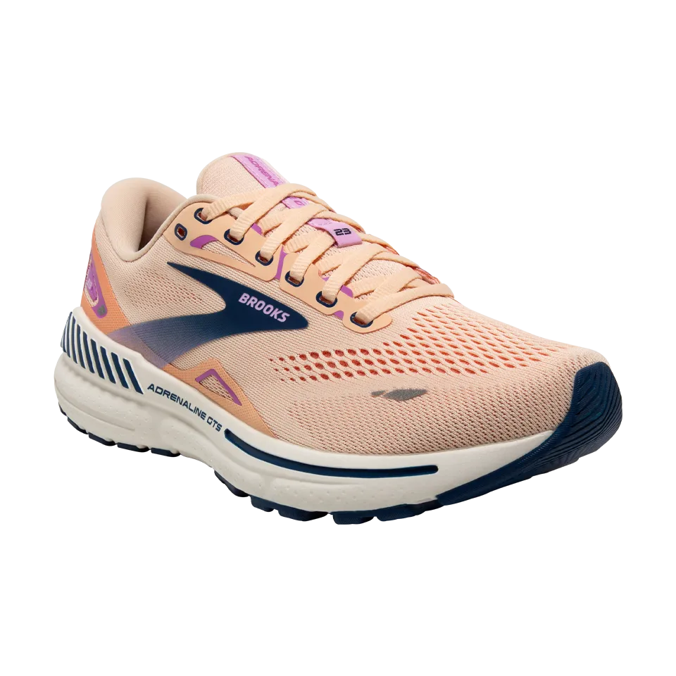 Brooks Women's Adrenaline GTS 23 B Width Apricot/Estate Blue/Orchid