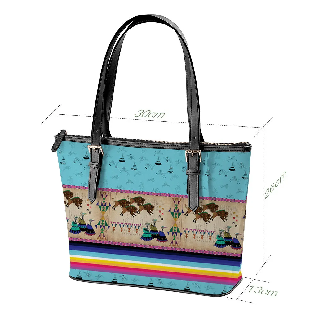 Buffalos Running Sky Large Tote Shoulder Bag