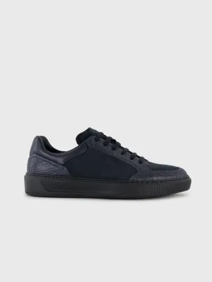 Caiman and Calfskin Sneakers Dark Navy