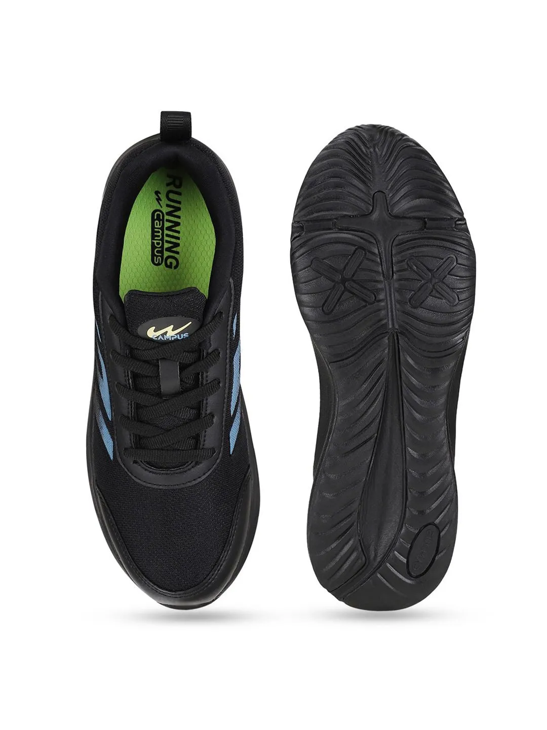 Campus Infinite Men Black Mesh Running Sports Shoes