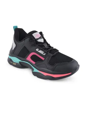 Campus Women Black Mesh Running Non-Marking Shoes