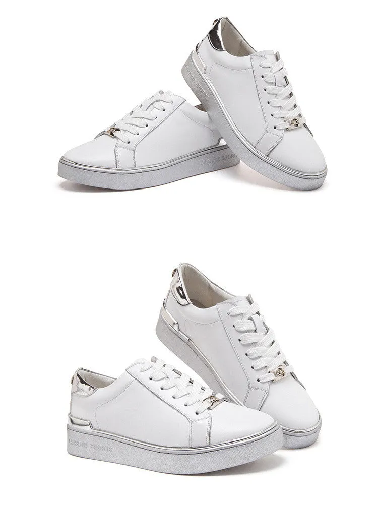 Classic Lace Up Flat White Sneakers