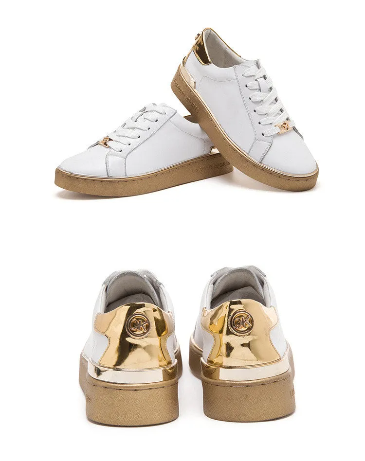 Classic Lace Up Flat White Sneakers