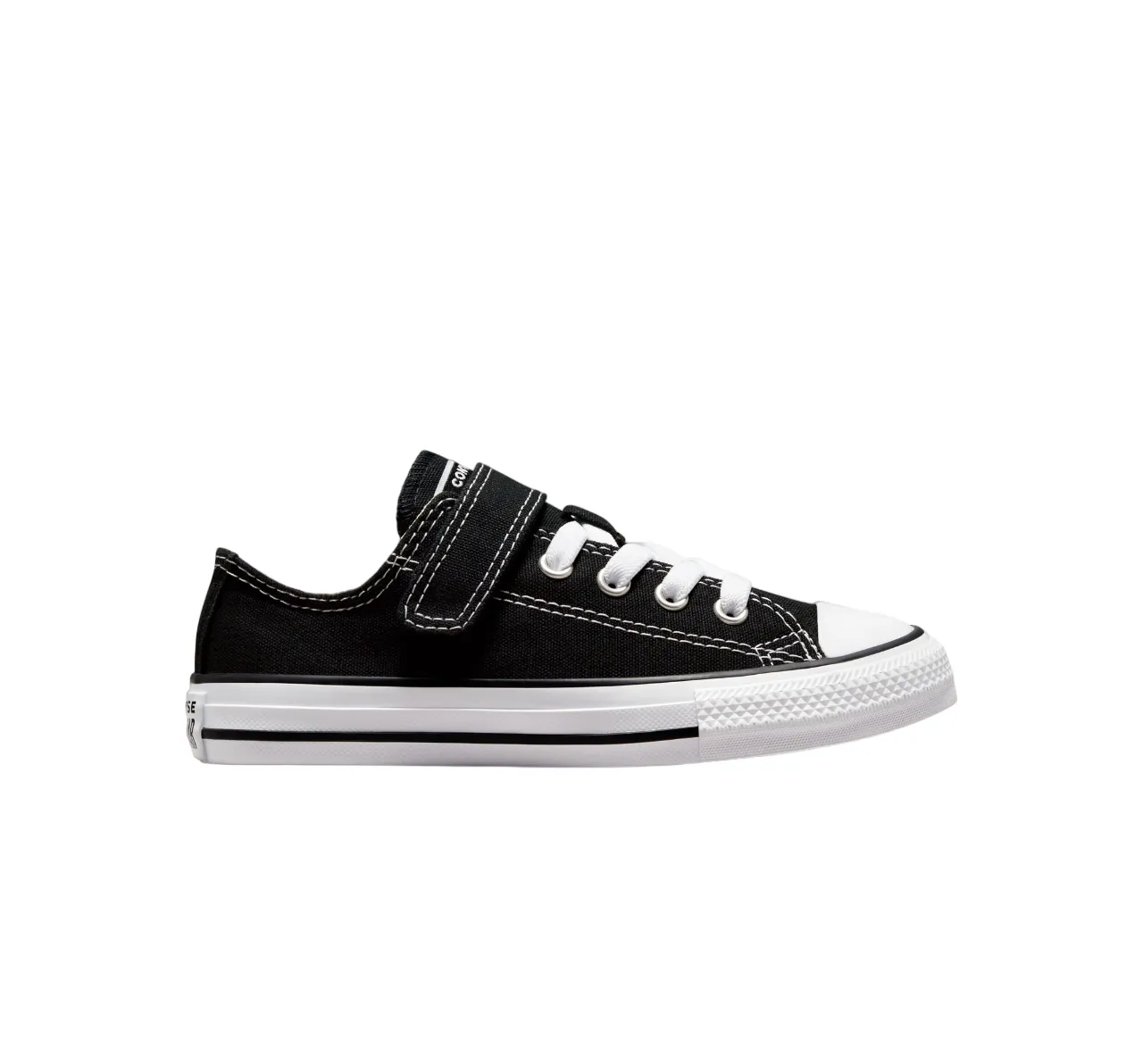 Converse scarpa sneaker da ragazzi con laccio elastico e velcro Chuck Taylor All Star 372881C nero bianco