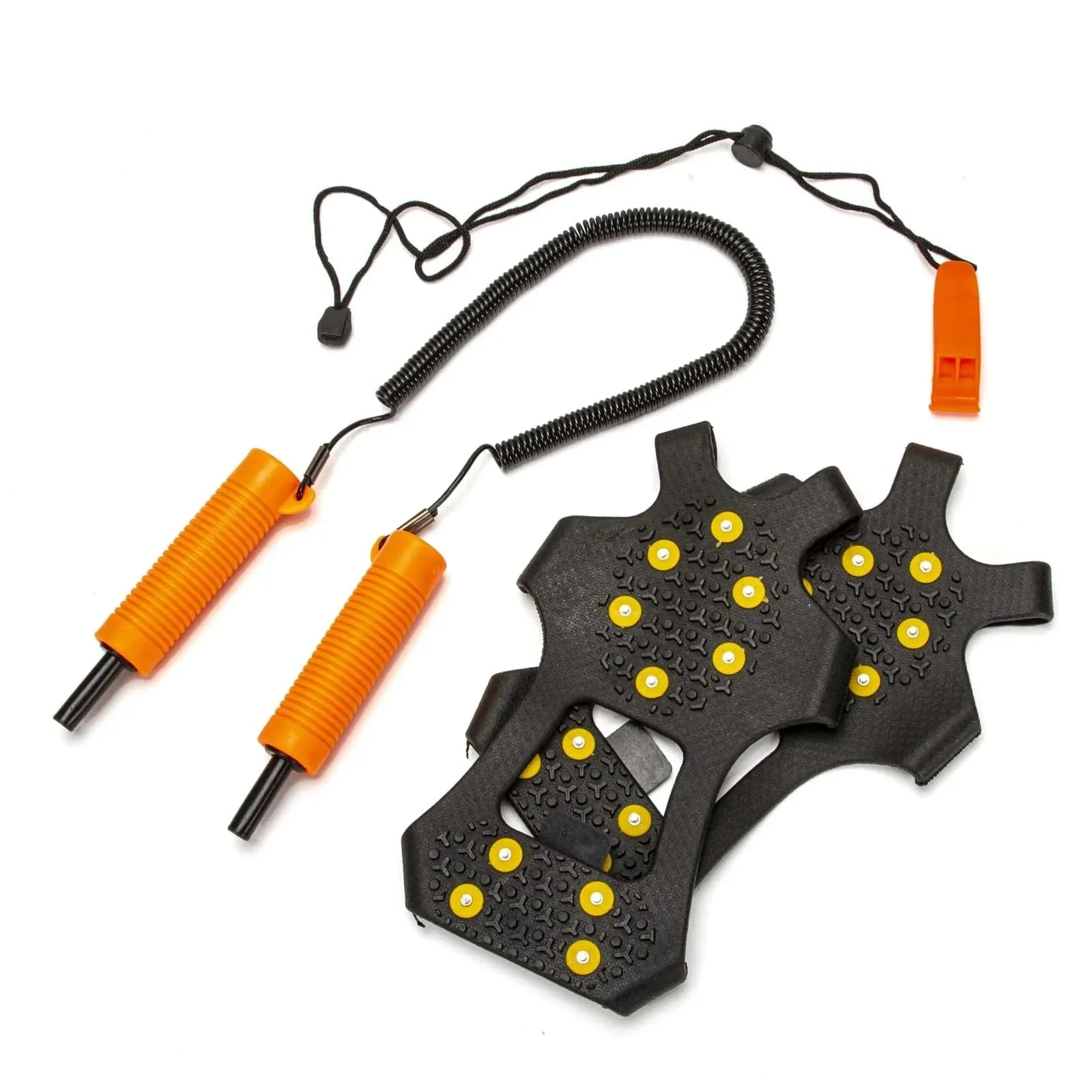 Crampon Ice Fishing Safety Kit Retractable Ice Picks Safety Whistle Ice Cleats for Ice Fishing Skating Climbing