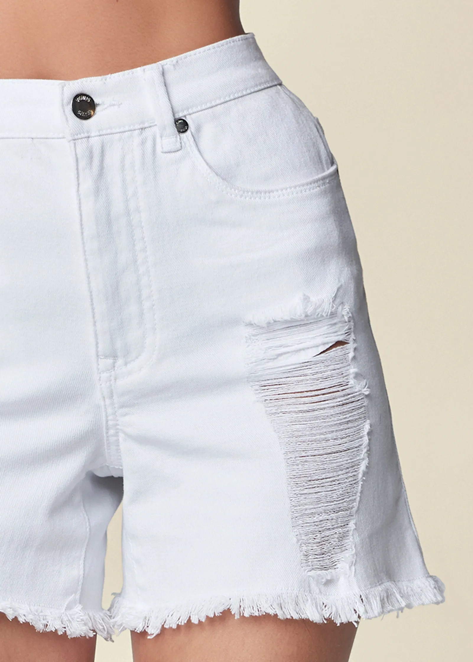 Distressed Jean Shorts - White Denim