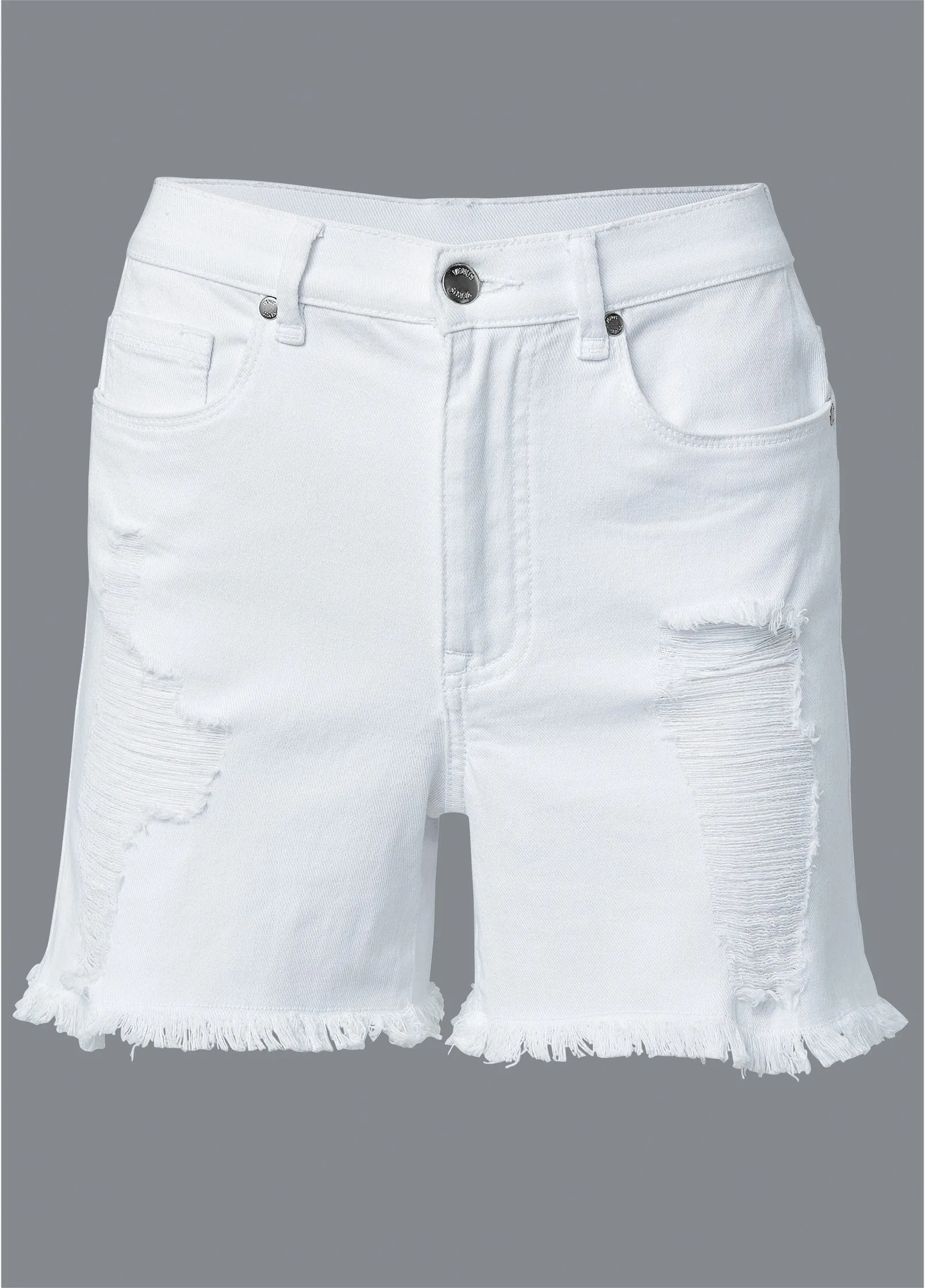 Distressed Jean Shorts - White Denim