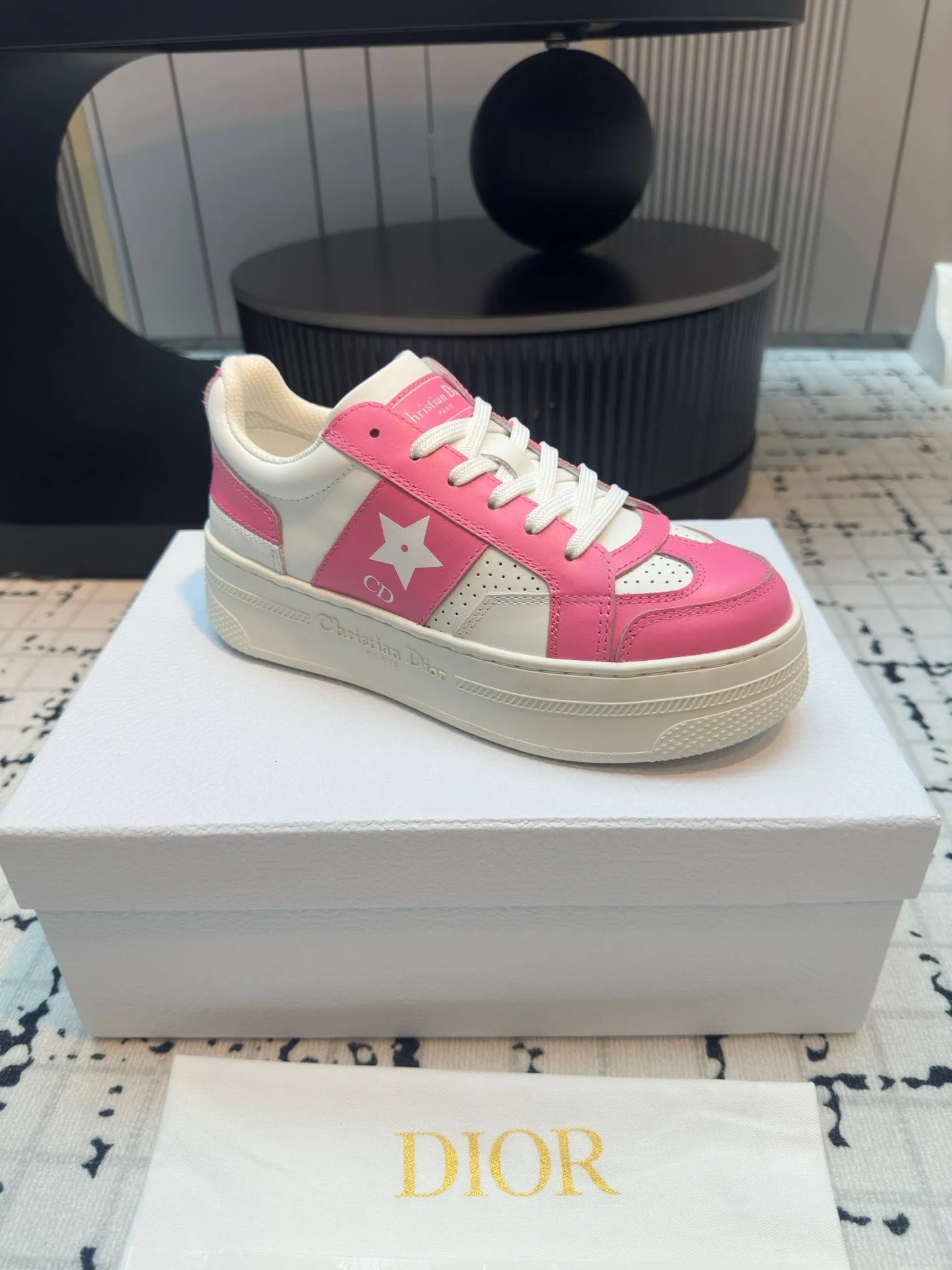 DOR Star Platform Sneaker Pink Calfskin and Suede-162