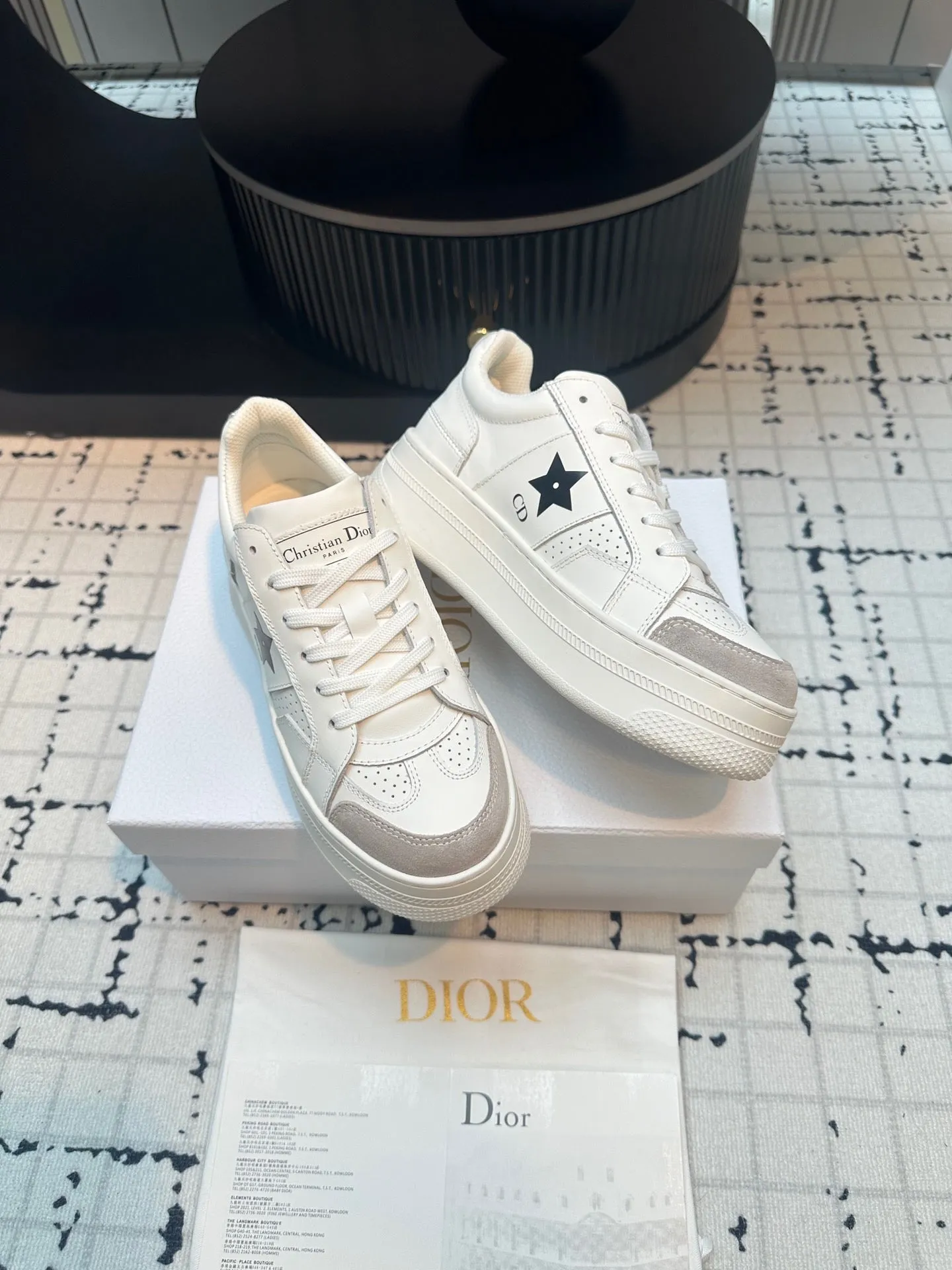 DOR Star Platform Sneaker White Calfskin and Suede-161