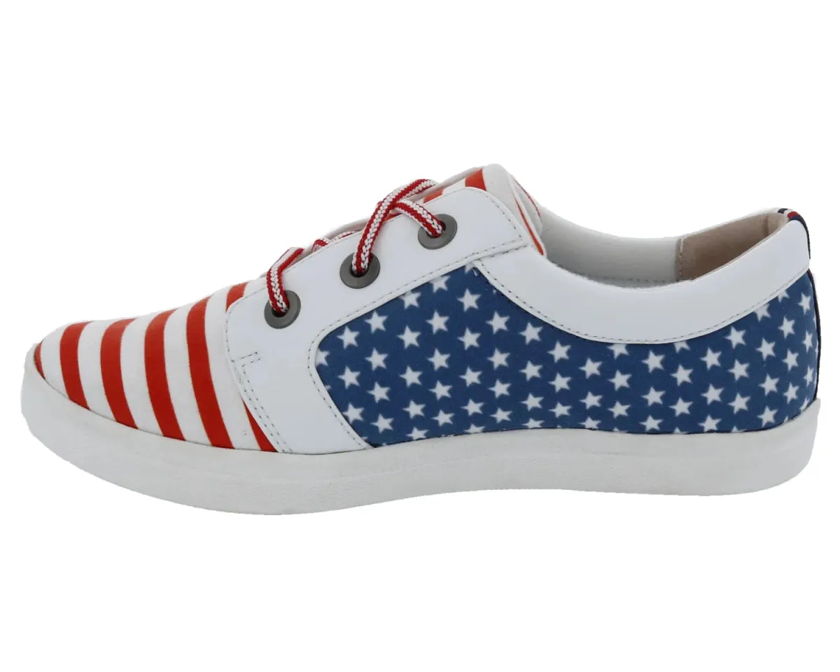 Drew Ruby Women's Orthotics Lace Up Sneakers 19172-25 In Americana Fabric