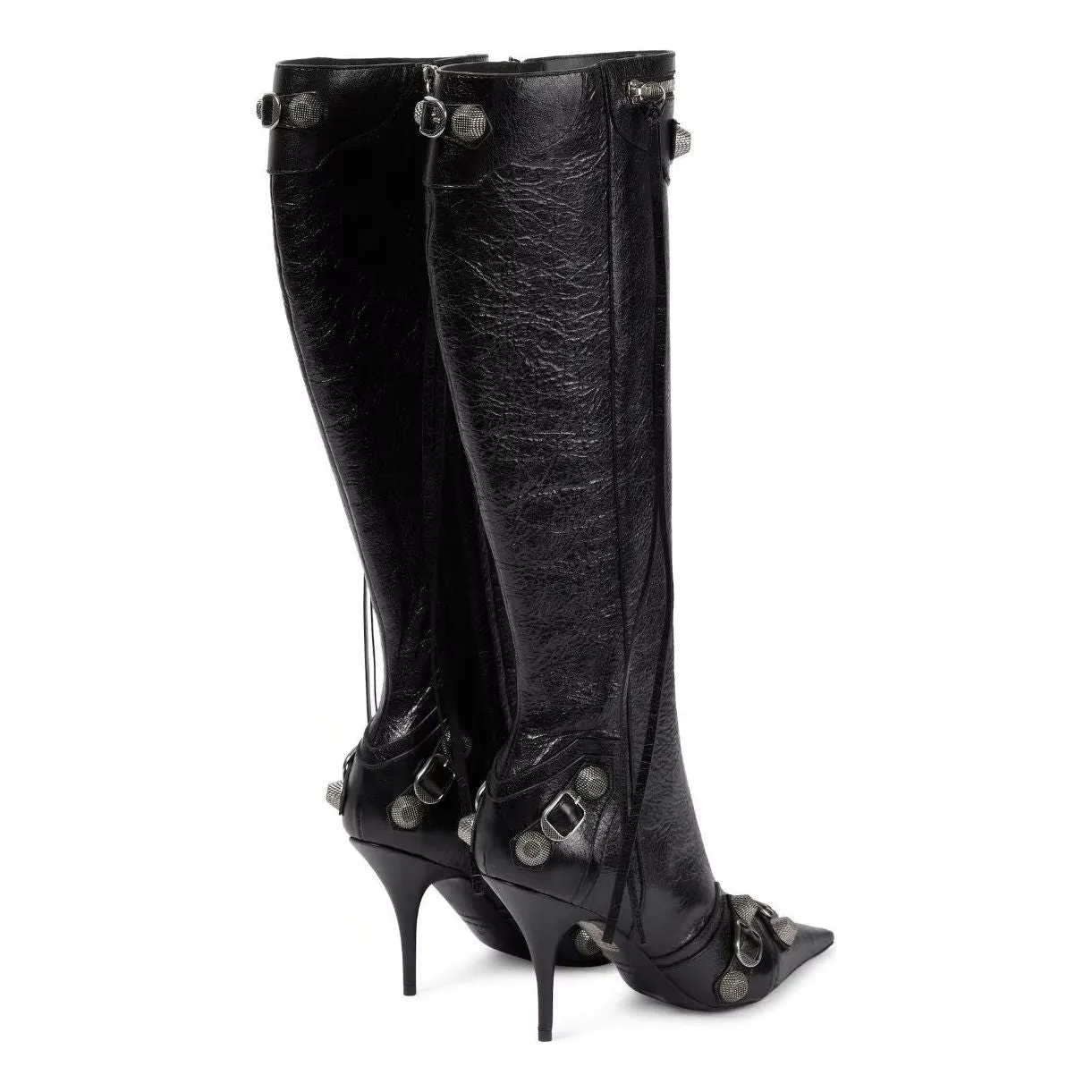 ExoticLux Leather Pointed Toe Tall Boots