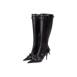 ExoticLux Leather Pointed Toe Tall Boots