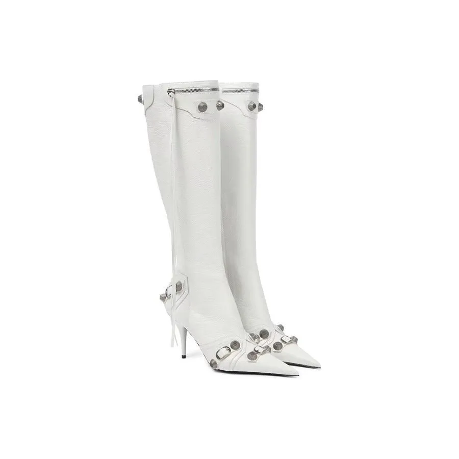 ExoticLux Leather Pointed Toe Tall Boots