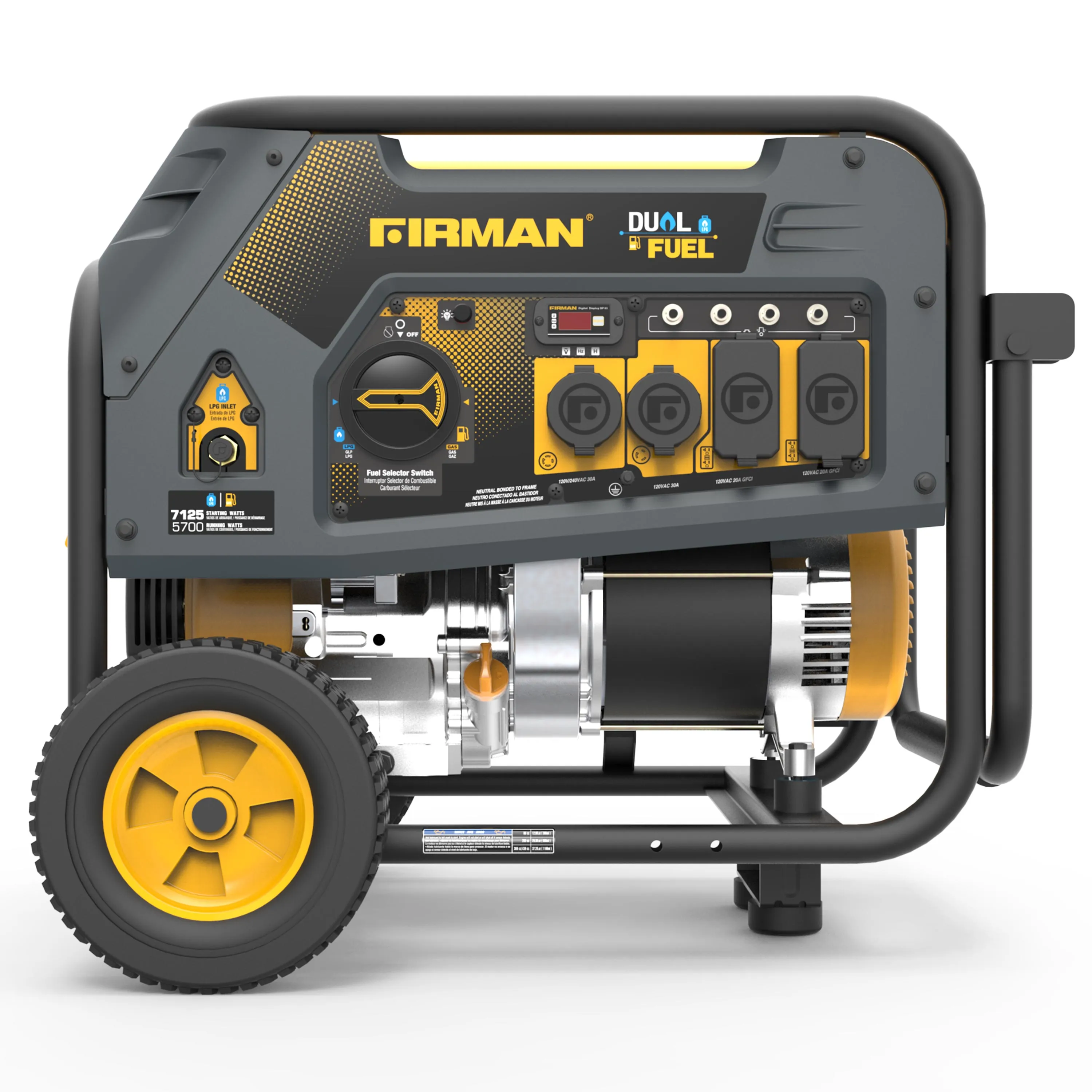 FIRMAN H05752 7100/5700 Watt Dual Fuel Recoil Start Generator, CARB