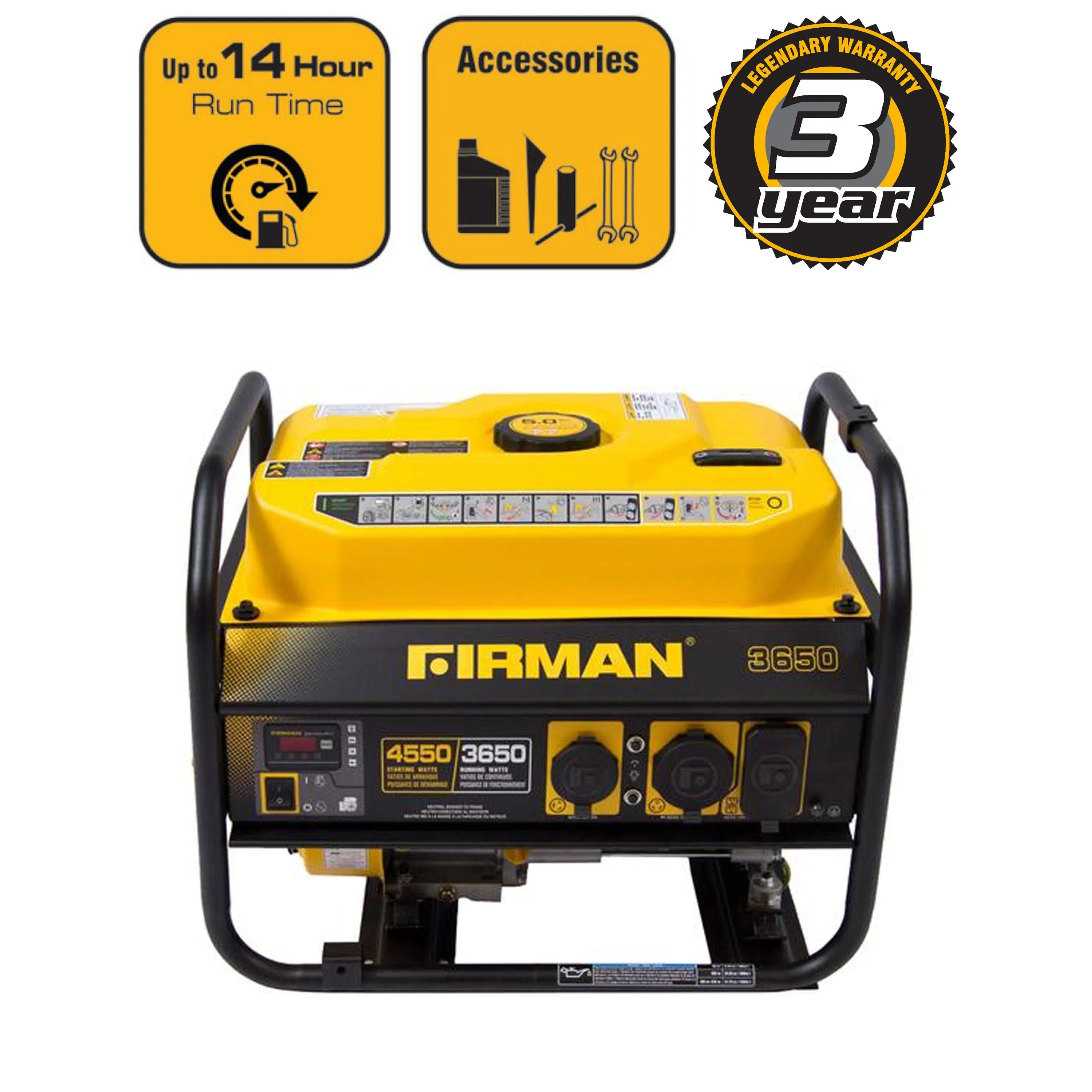 FIRMAN P03601 4550/3650 Watt Gas Recoil Start Generator, cETL