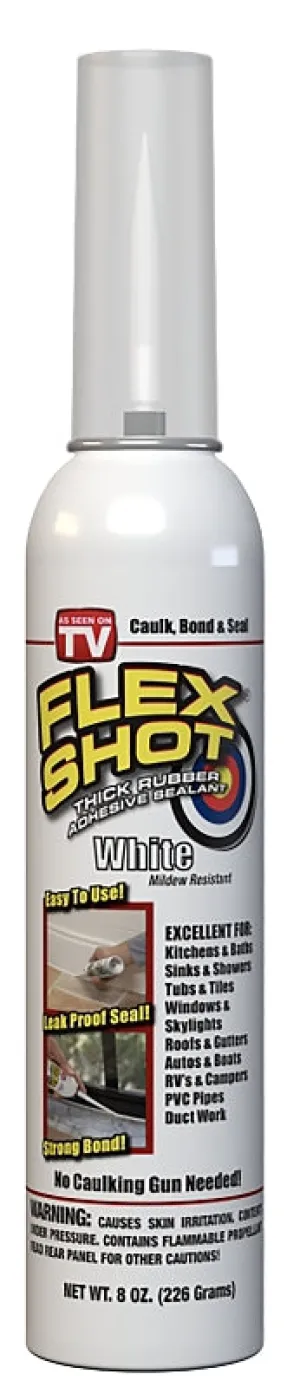 Flex Seal FSH8W Rubberized Coating, White, 8 oz :EA: QUANTITY: 1