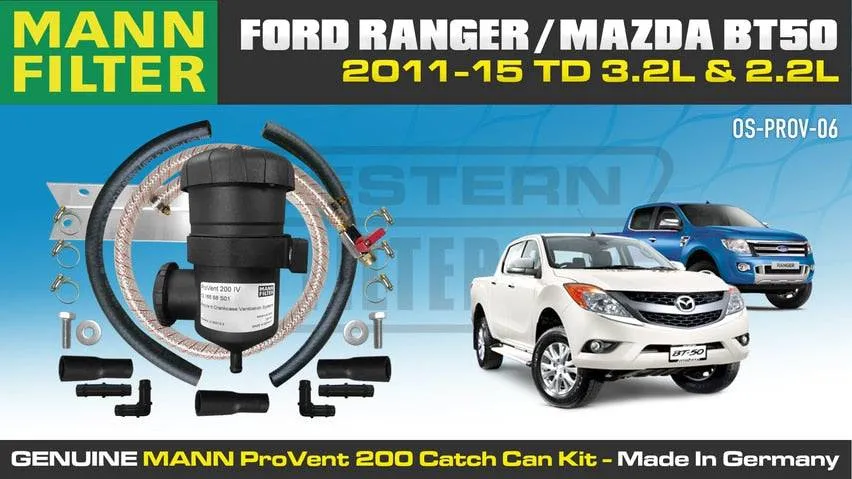 Ford Ranger PX 2.2L P4AT 3.2L P5AT TDCi  2011-2015 / Mazda BT50 XT - ProVent Catch Can Vehicle Specific Kit OS-PROV-06