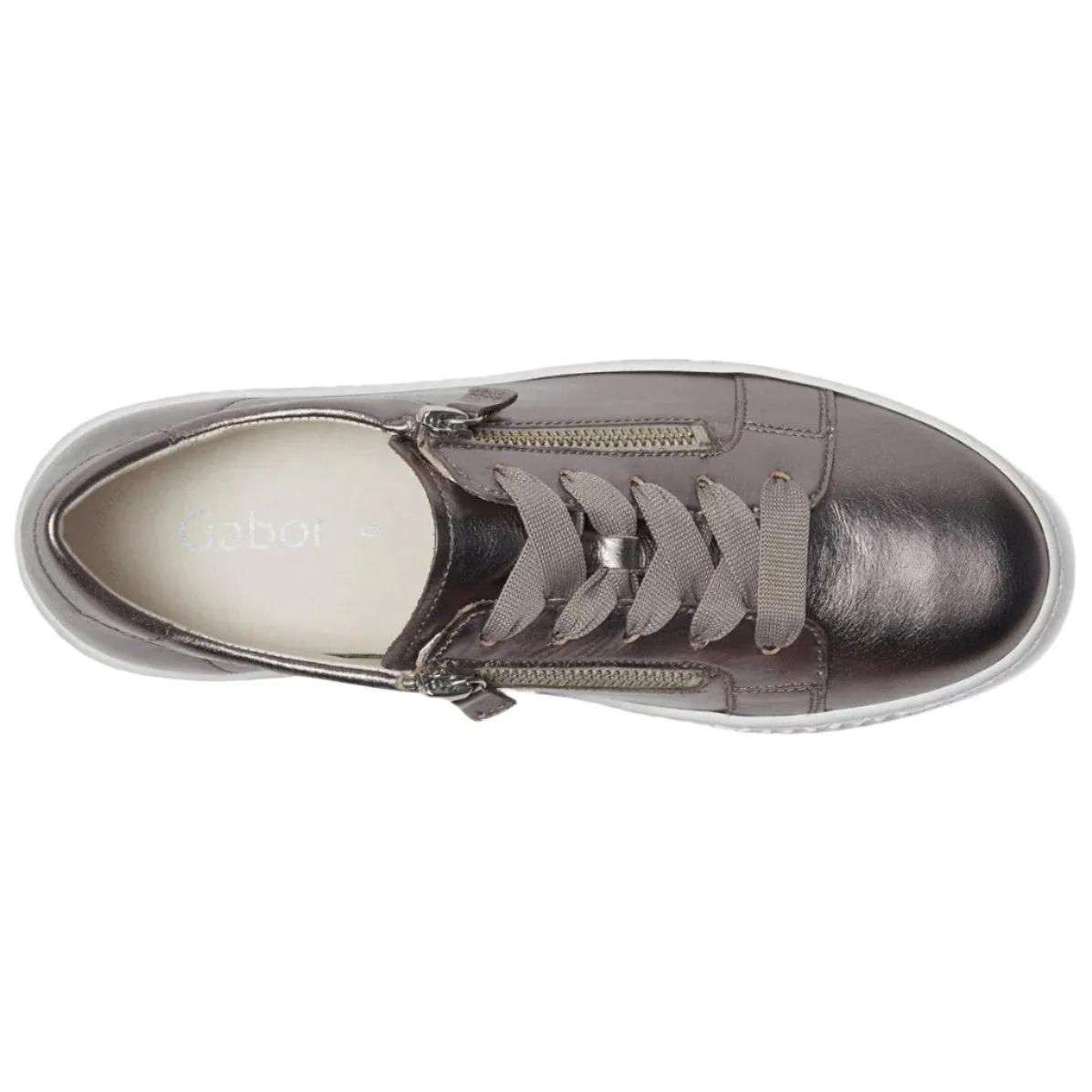 Gabor Women's Zip-Up Suede Leather Sneaker Antiksilber / Iron