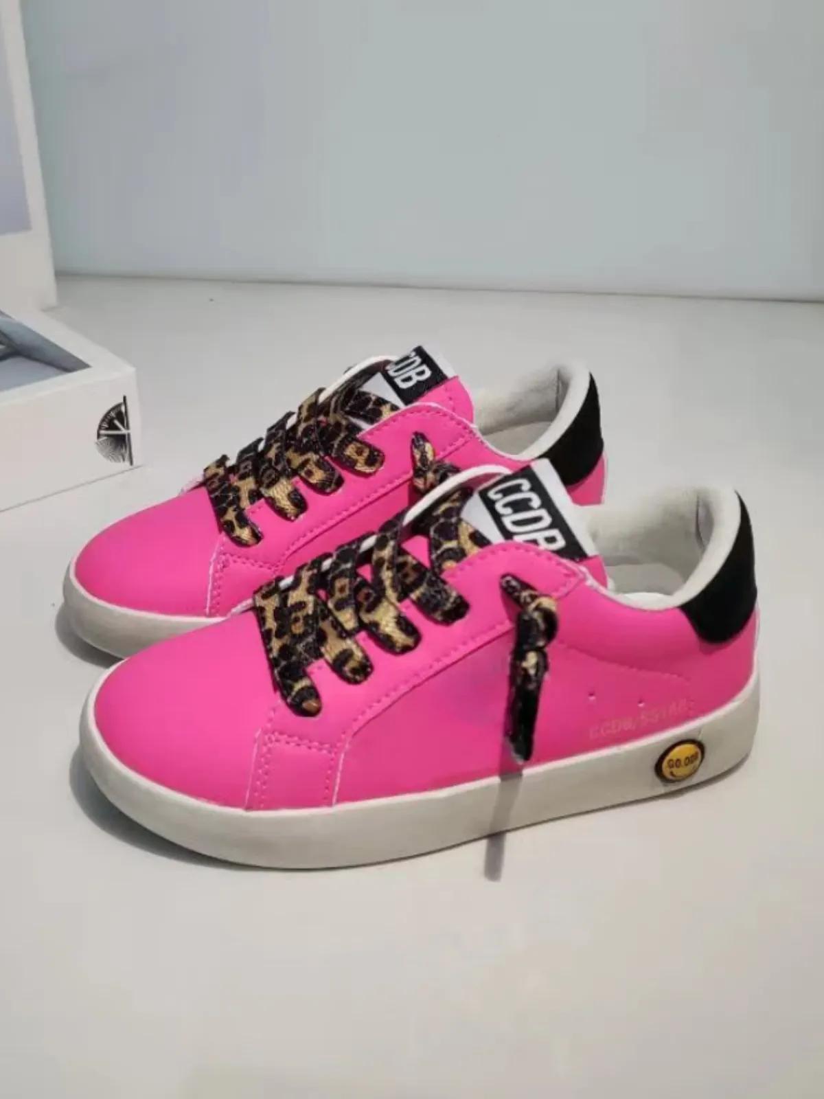 Girls Hot Pink Vibrant Lace-Up Sneakers by Liv and Mia