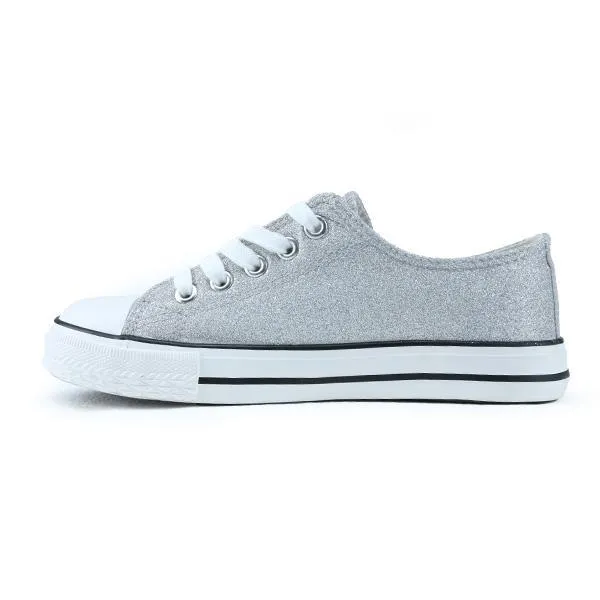 GIRLS TRENDY SNEAKERS WITH SPARKLES - SILVER