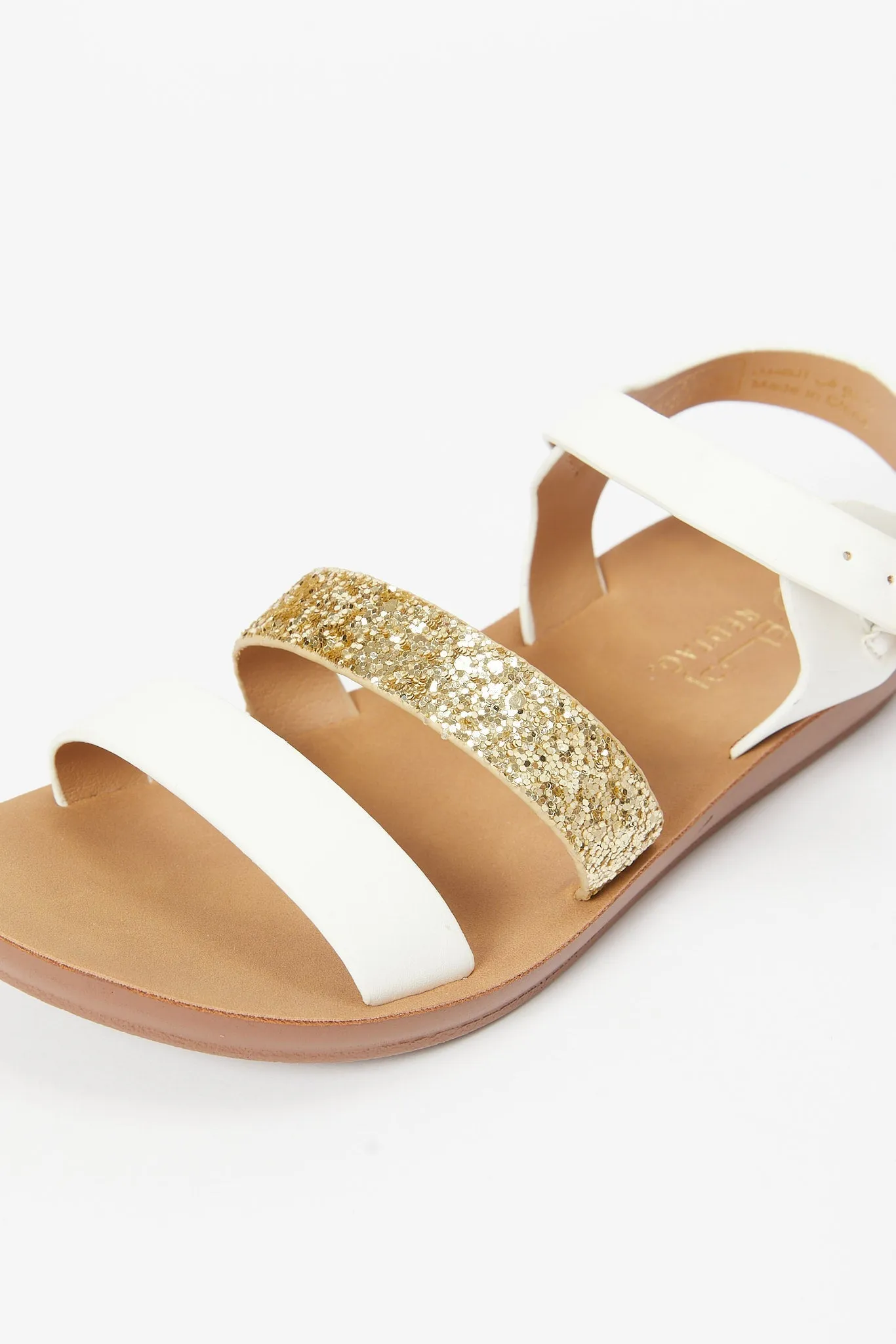 Girls White Glitter-Strap Sandal