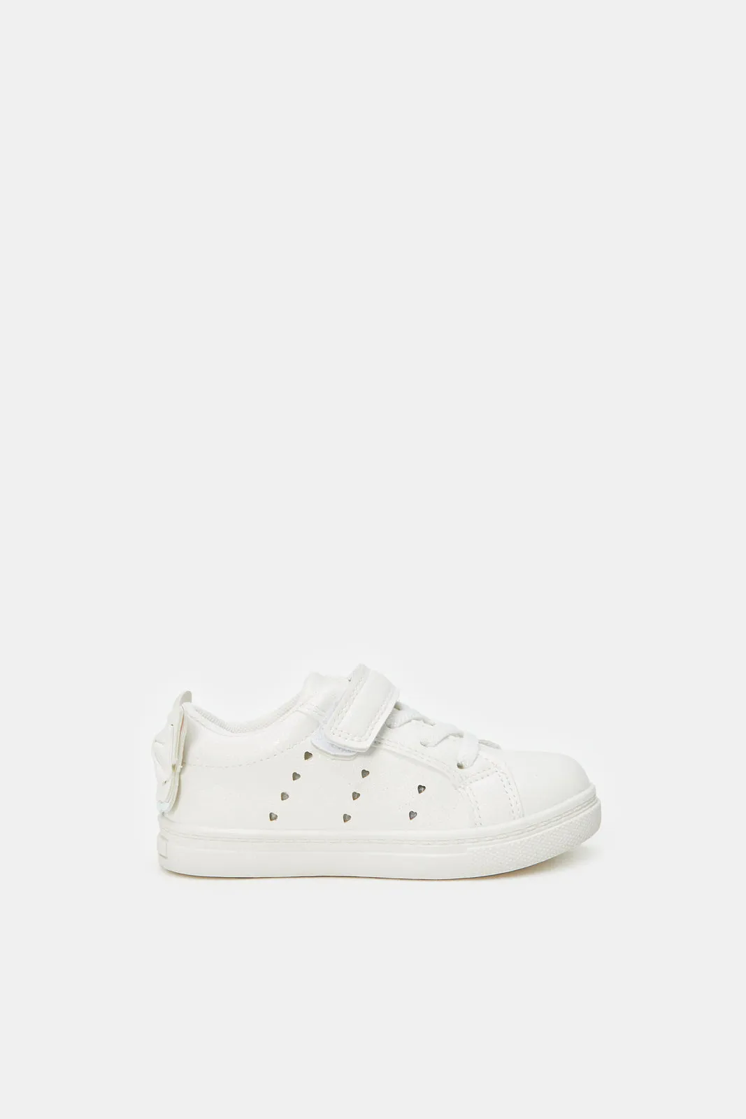 Girls White Velcro Strap Sneakers